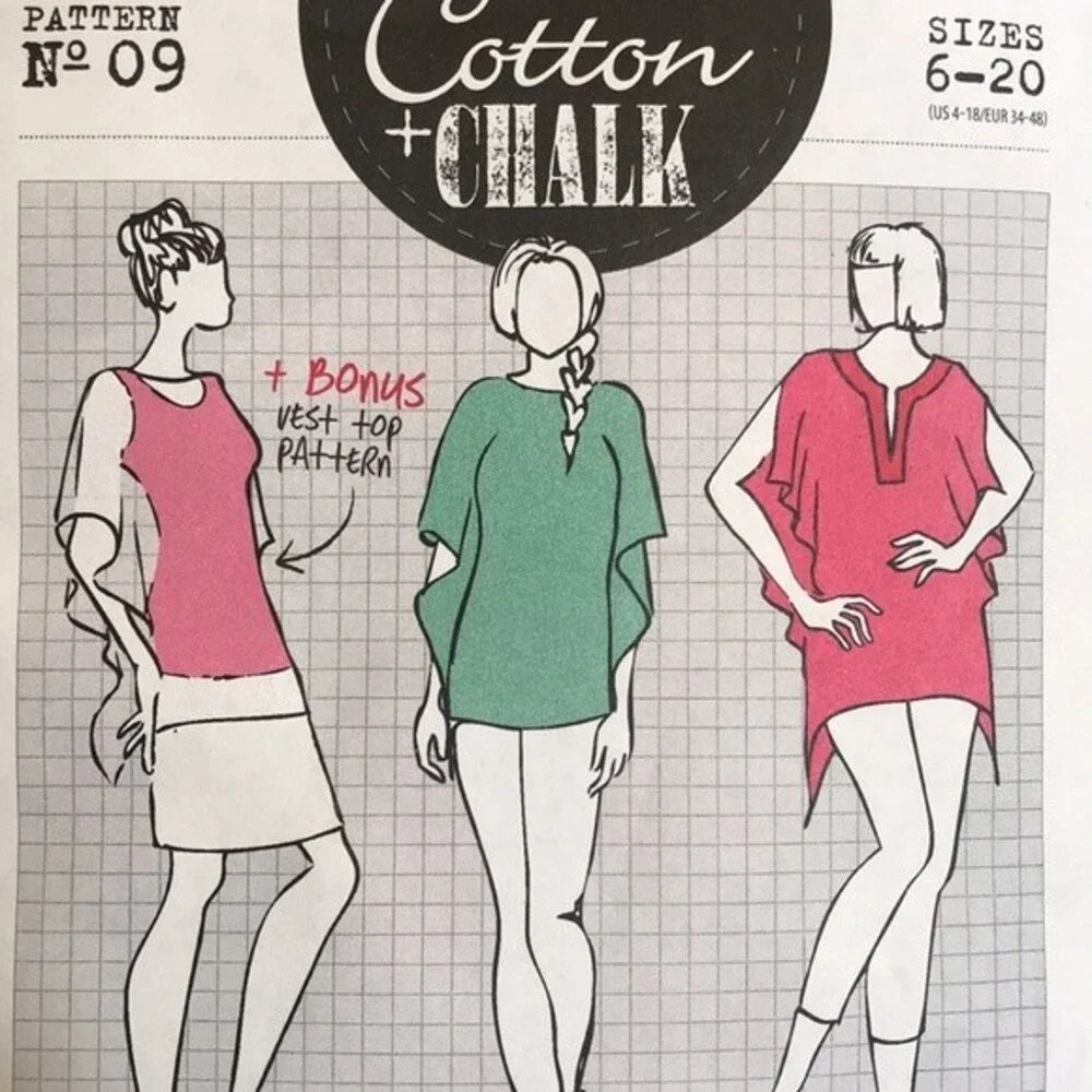 Cotton & Chalk Kimona Tops Sewing Pattern The Holiday Set sz 6-20 (US 4-18) NWT